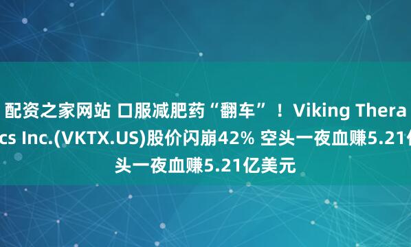 配资之家网站 口服减肥药“翻车” ！Viking Therapeutics Inc.(VKTX.US)股价闪崩42% 空头一夜血赚5.21亿美元